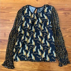Anthropologie Bl^nk London Brienz leopard Blouse Top Shirt Size Large EUC